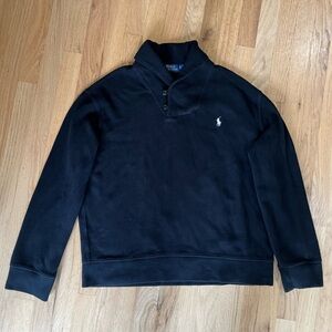 Polo Ralph Lauren Shawl Neck Ribbed Sweater Sweatshirt Black Sz XL
